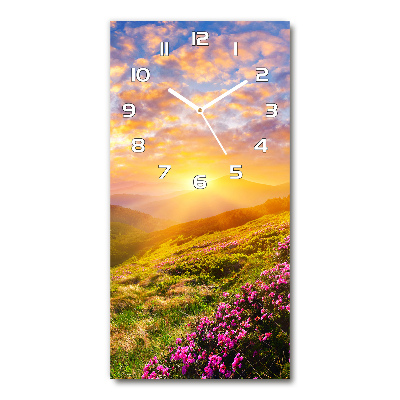 Vertical rectangular wall clock Sunset of the mountain