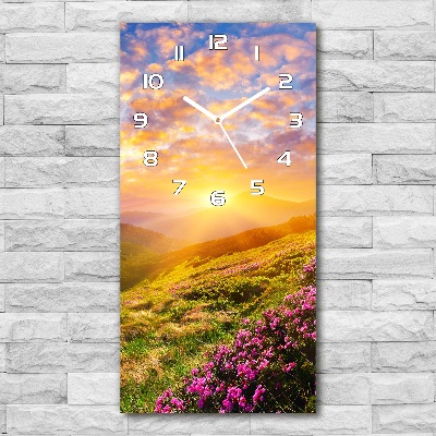 Vertical rectangular wall clock Sunset of the mountain