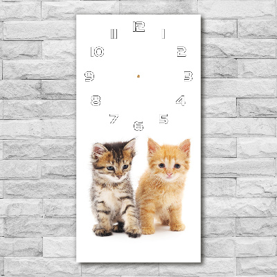 Vertical rectangular wall clock Brown and red cat