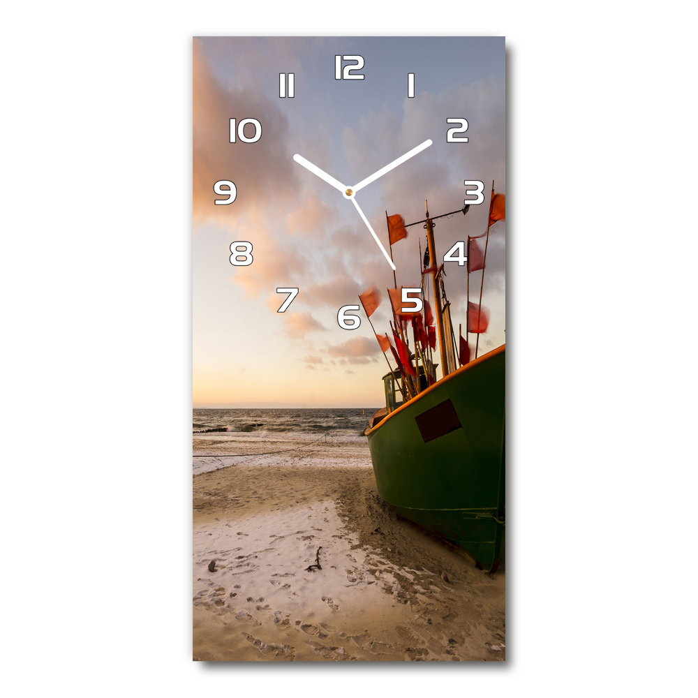 Vertical rectangular wall clock Fishing boat