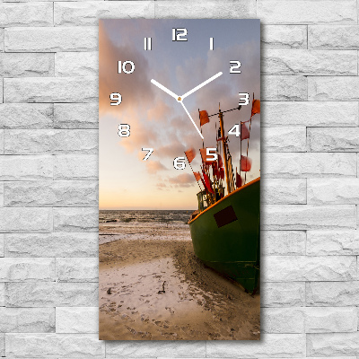 Vertical rectangular wall clock Fishing boat