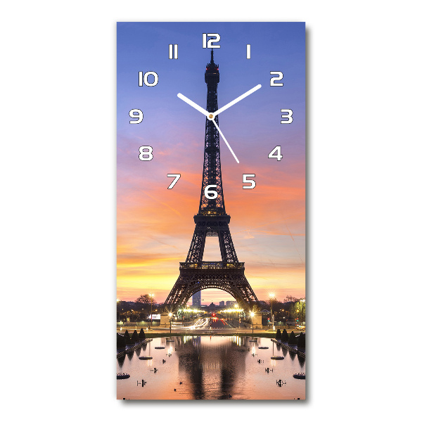 Vertical wall clock Eiffel Paris tower