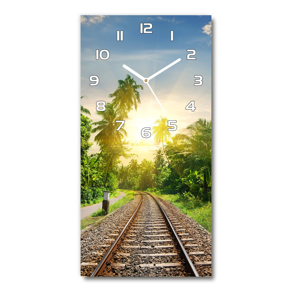 Vertical rectangular wall clock Railroad tracks