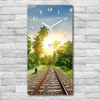 Vertical rectangular wall clock Railroad tracks