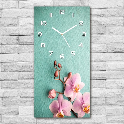 Vertical wall clock Pink orchid