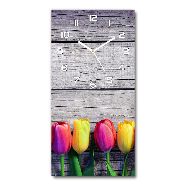 Vertical wall clock Colorful tulips