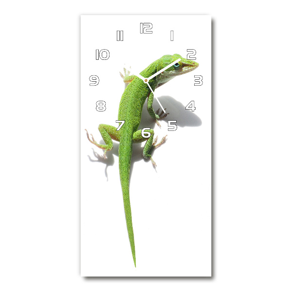 Vertical rectangular wall clock Green lizard