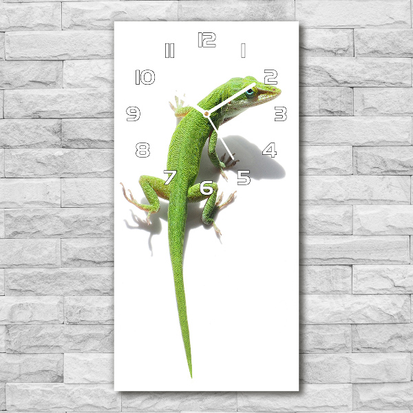 Vertical rectangular wall clock Green lizard