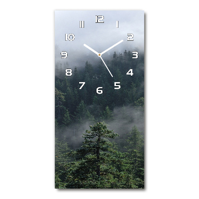 Vertical rectangular wall clock Fog over the forest