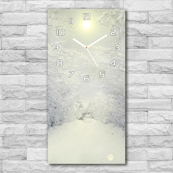 Vertical rectangular wall clock Forest in winter