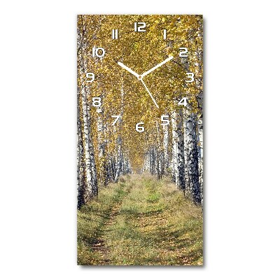 Vertical wall clock Birch forest