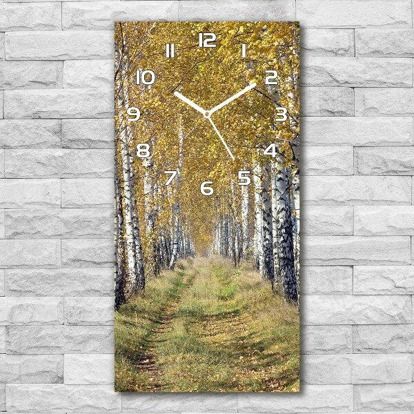 Vertical wall clock Birch forest