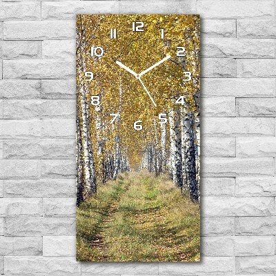 Vertical wall clock Birch forest