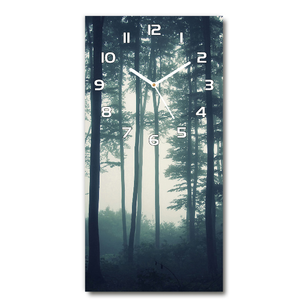 Vertical wall clock Fog in the forest