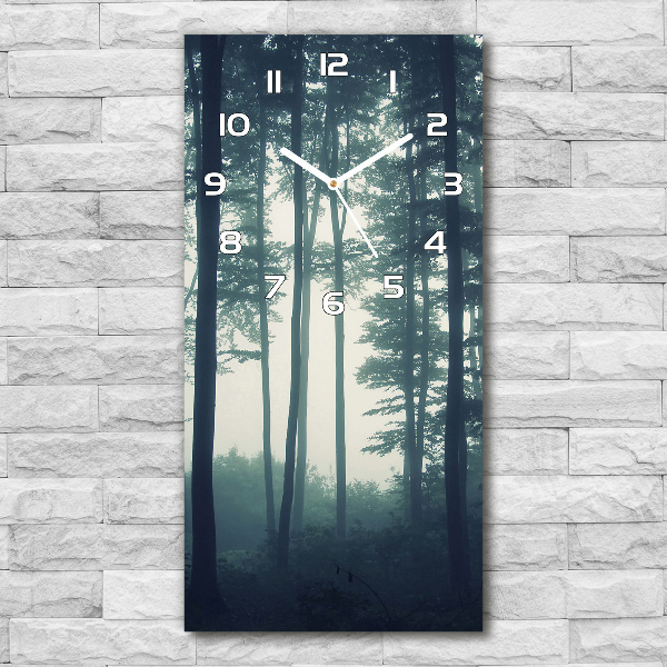 Vertical wall clock Fog in the forest