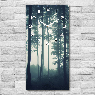 Vertical wall clock Fog in the forest