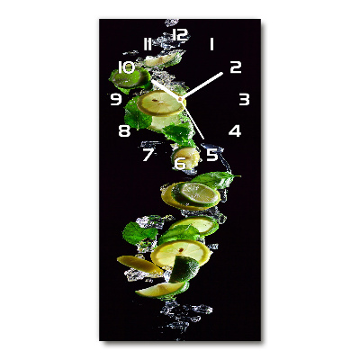 Vertical wall clock Lime and lemons