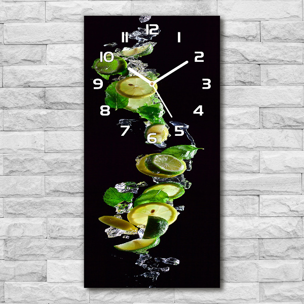 Vertical wall clock Lime and lemons