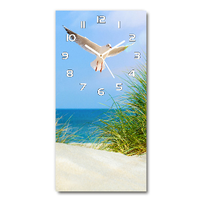 Vertical rectangular wall clock Seagull over the dunes