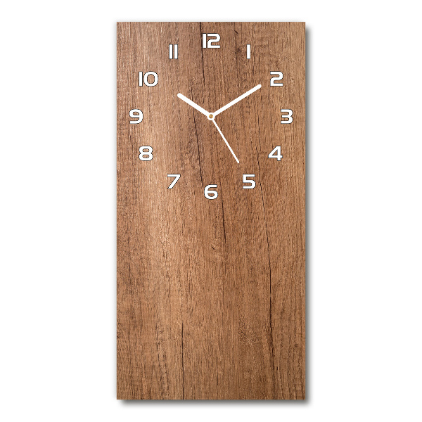 Vertical rectangular wall clock Wooden background