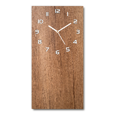 Vertical rectangular wall clock Wooden background