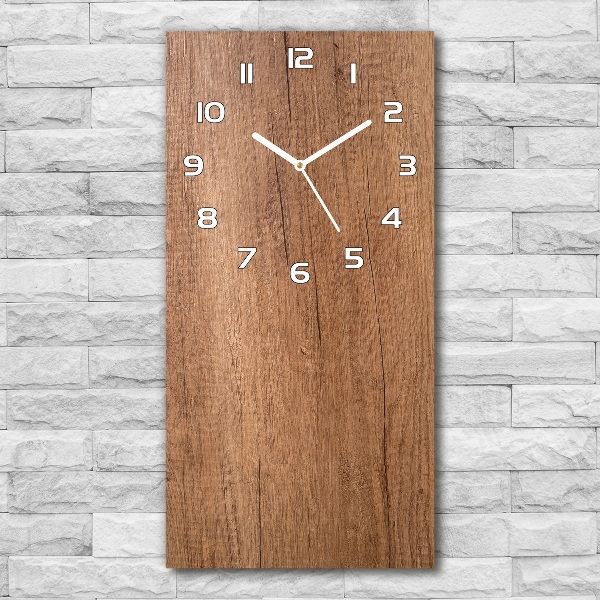 Vertical rectangular wall clock Wooden background