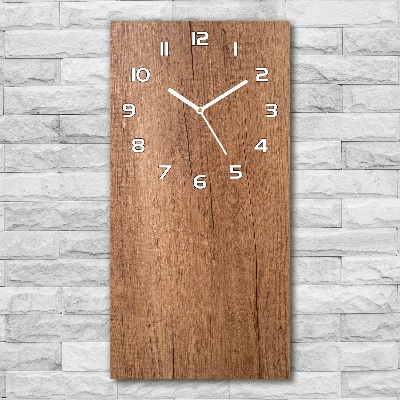 Vertical rectangular wall clock Wooden background