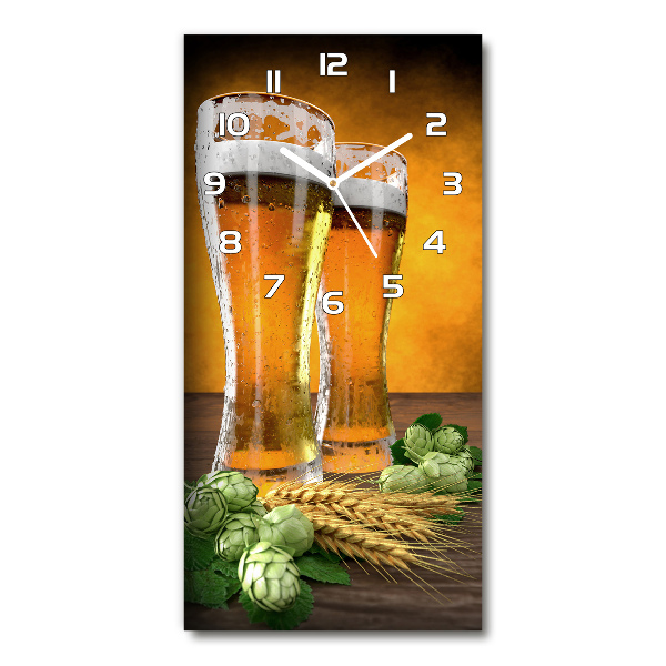 Vertical rectangular wall clock Two glasses of beer