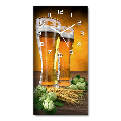 Vertical rectangular wall clock Two glasses of beer