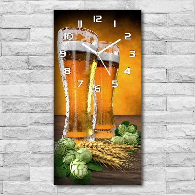 Vertical rectangular wall clock Two glasses of beer