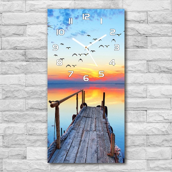 Modern vertical wall clock Wooden pier