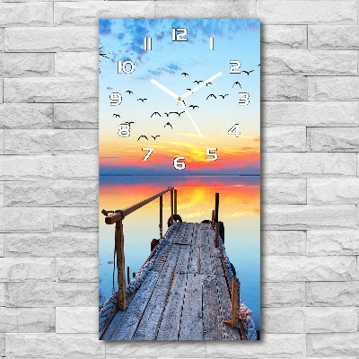 Modern vertical wall clock Wooden pier