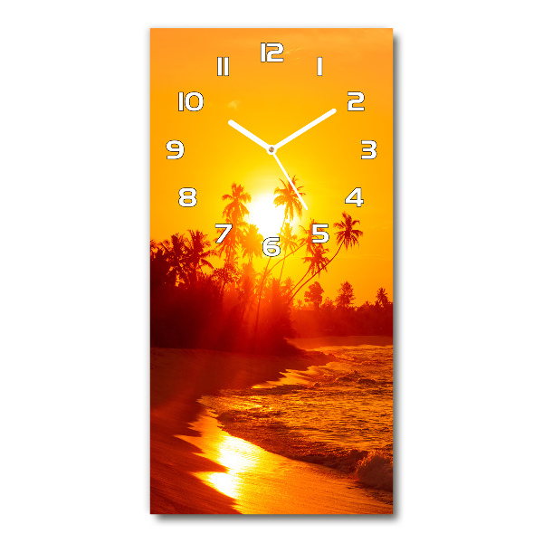 Vertical rectangular wall clock Tropical beach