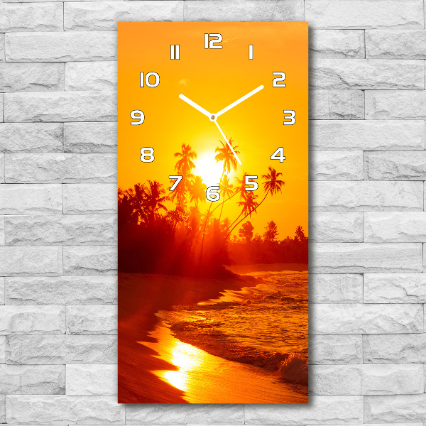 Vertical rectangular wall clock Tropical beach