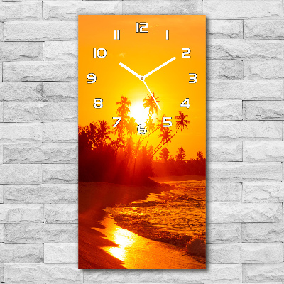 Vertical rectangular wall clock Tropical beach