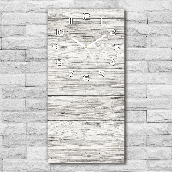 Vertical rectangular wall clock Wooden background