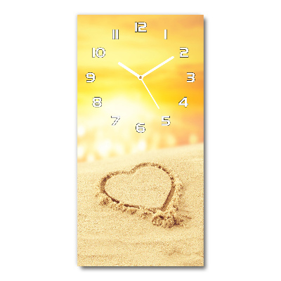 Vertical wall clock Heart on the beach