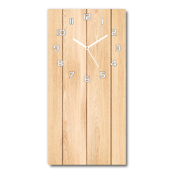 Modern vertical wall clock Wooden background