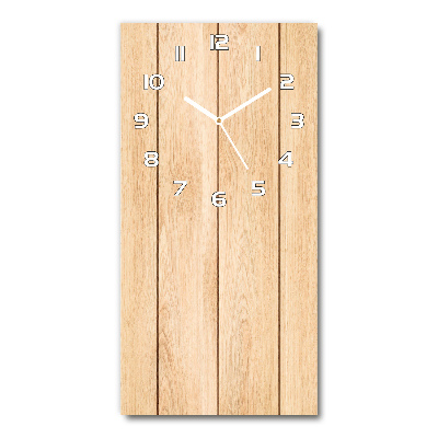 Modern vertical wall clock Wooden background