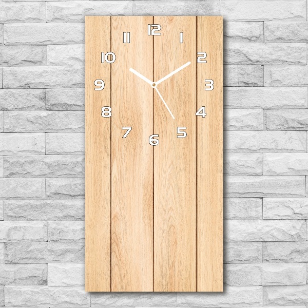 Modern vertical wall clock Wooden background