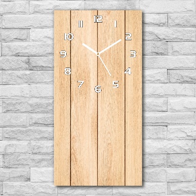 Modern vertical wall clock Wooden background