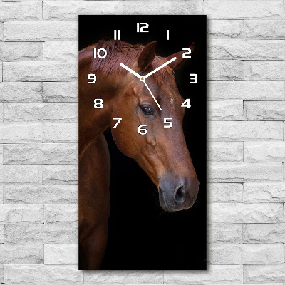 Vertical wall clock Brown horse