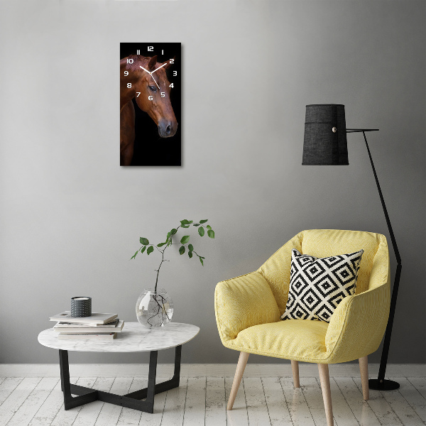 Vertical wall clock Brown horse