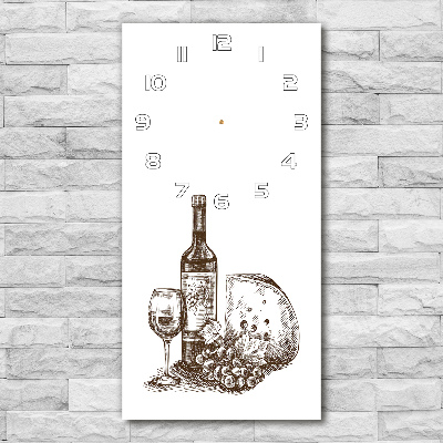 Vertical rectangular wall clock Wine and snacks