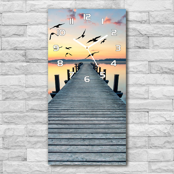 Modern vertical wall clock Wooden pier