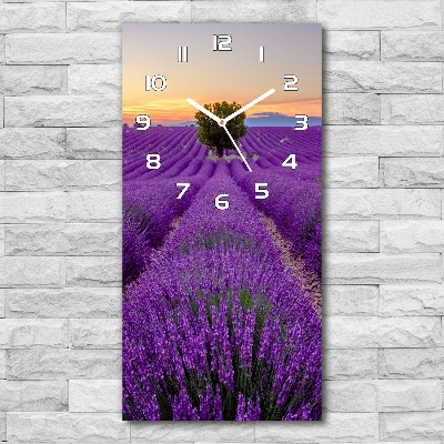 Vertical rectangular wall clock Lavender field