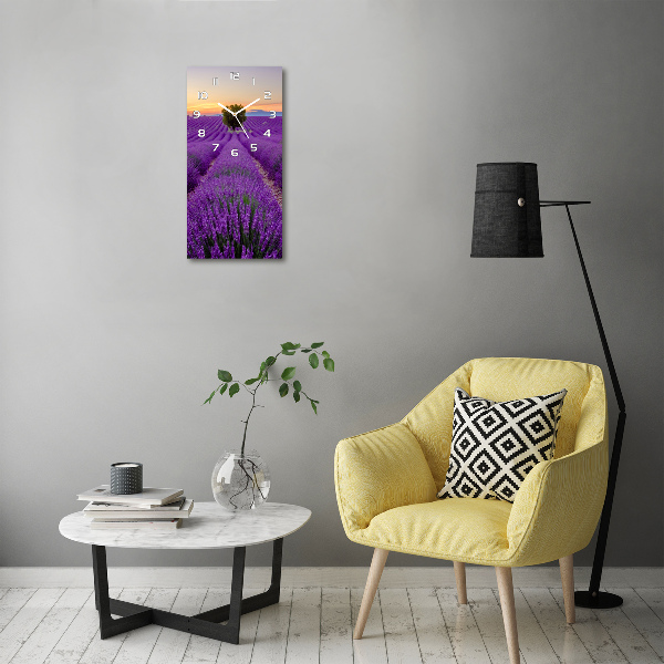 Vertical rectangular wall clock Lavender field