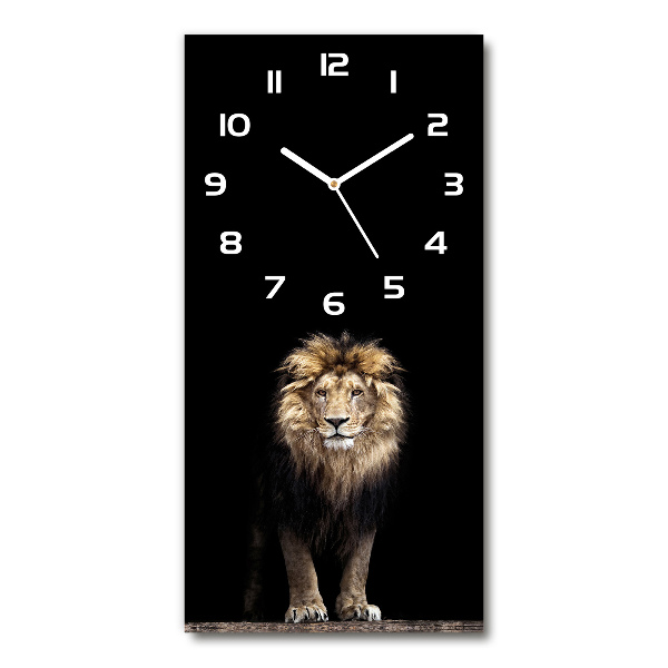 Vertical rectangular wall clock Portrait of a lion