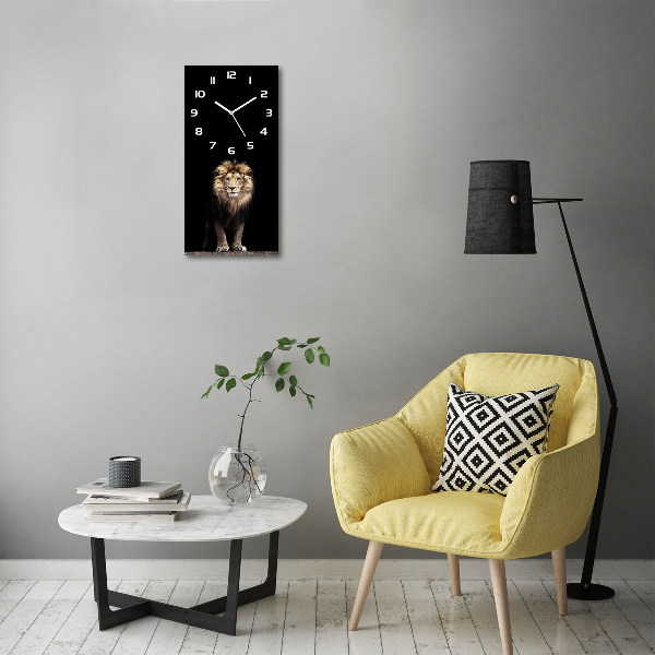 Vertical rectangular wall clock Portrait of a lion