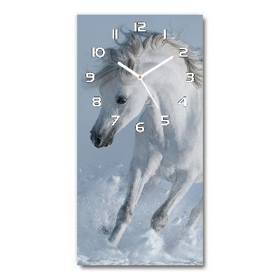 Modern vertical wall clock White horse at a gallop